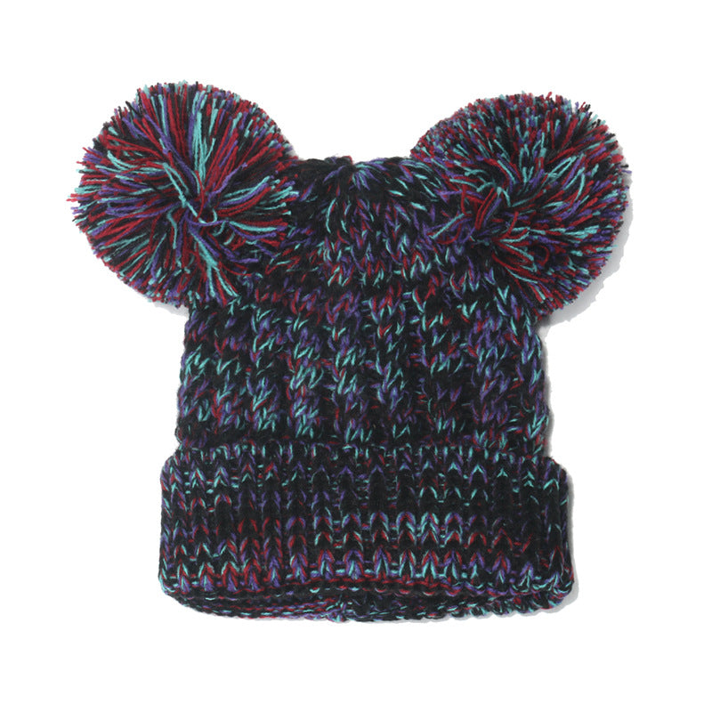 Wholesale Winter Warm Cute Double Ball Children's Acrylic Beanie