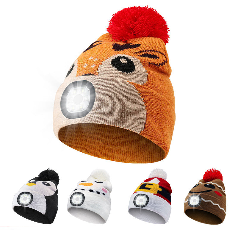 Wholesale Led Rechargeable Removable and Washable Children's Luminous Outdoor Warm Knitted Hat