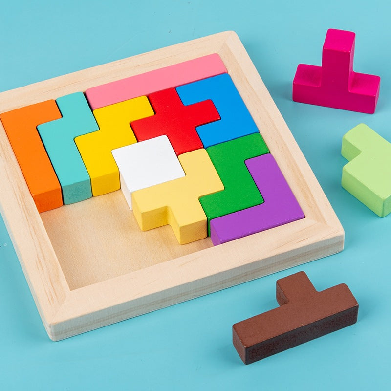 Wooden Tetris Puzzle Educational Toy for Kids