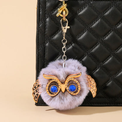 Zinc Alloy Cute Plush Owl Keychain