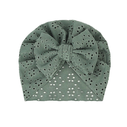 Wholesale Solid Color Breathable Hole Hat Bowknot 6 Colors Polyester Cotton Kids Hat