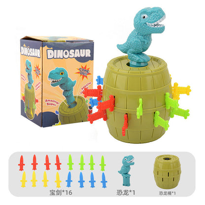 Wholesale of Children's Pranks, Sword Insertion, Dinosaur Wooden Bucket Party Toys