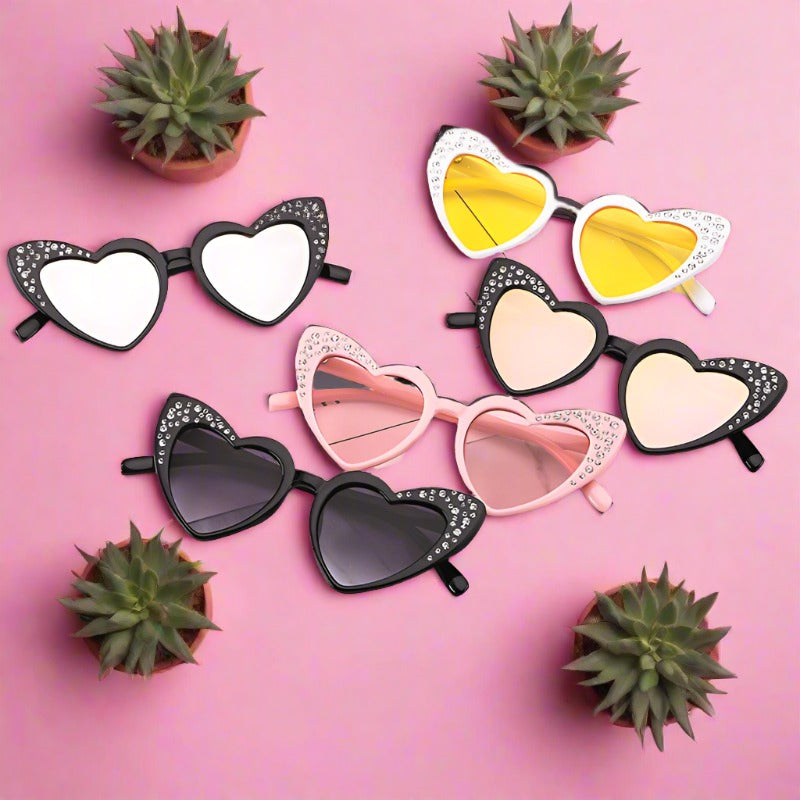 Wholesale PC Rhinestone Heart Heart Kids Sunglasses