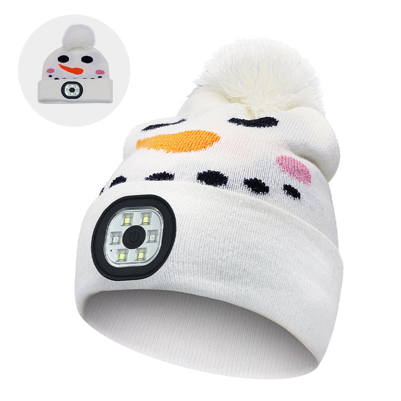 Wholesale Led Rechargeable Removable and Washable Children's Luminous Outdoor Warm Knitted Hat