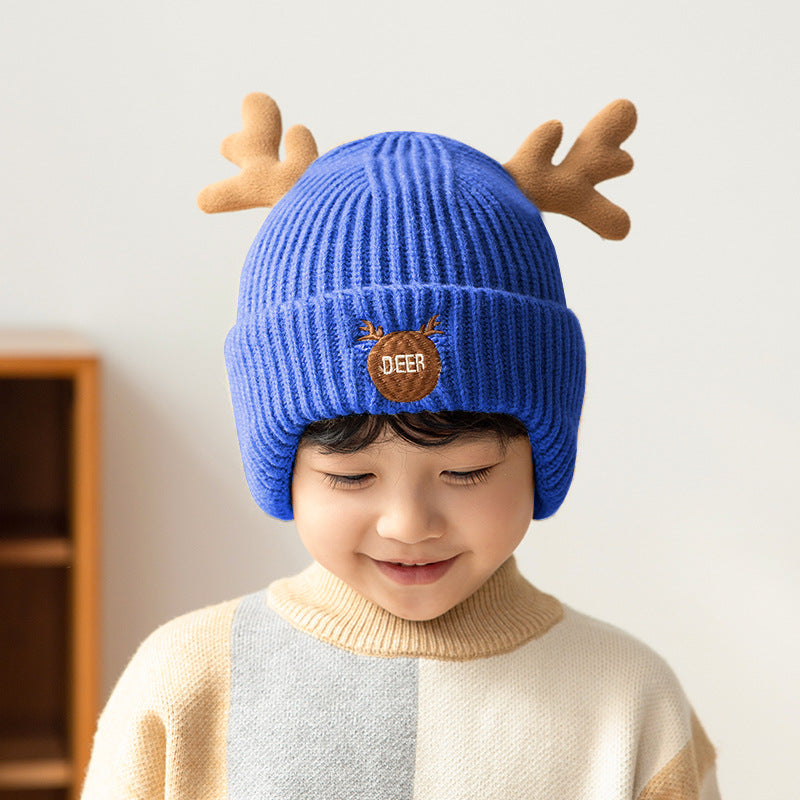 Wholesale Winter Children's Thickened Warm Ear Protection Acrylic Knitted Beanie