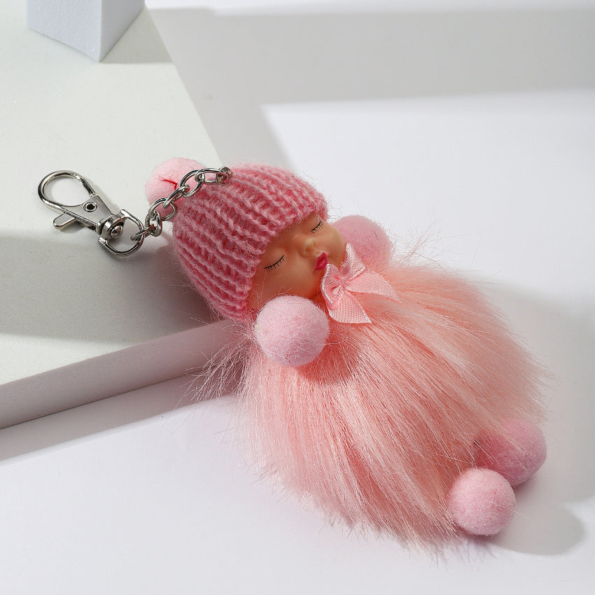 Zinc Alloy Cute Plush Doll Keychain