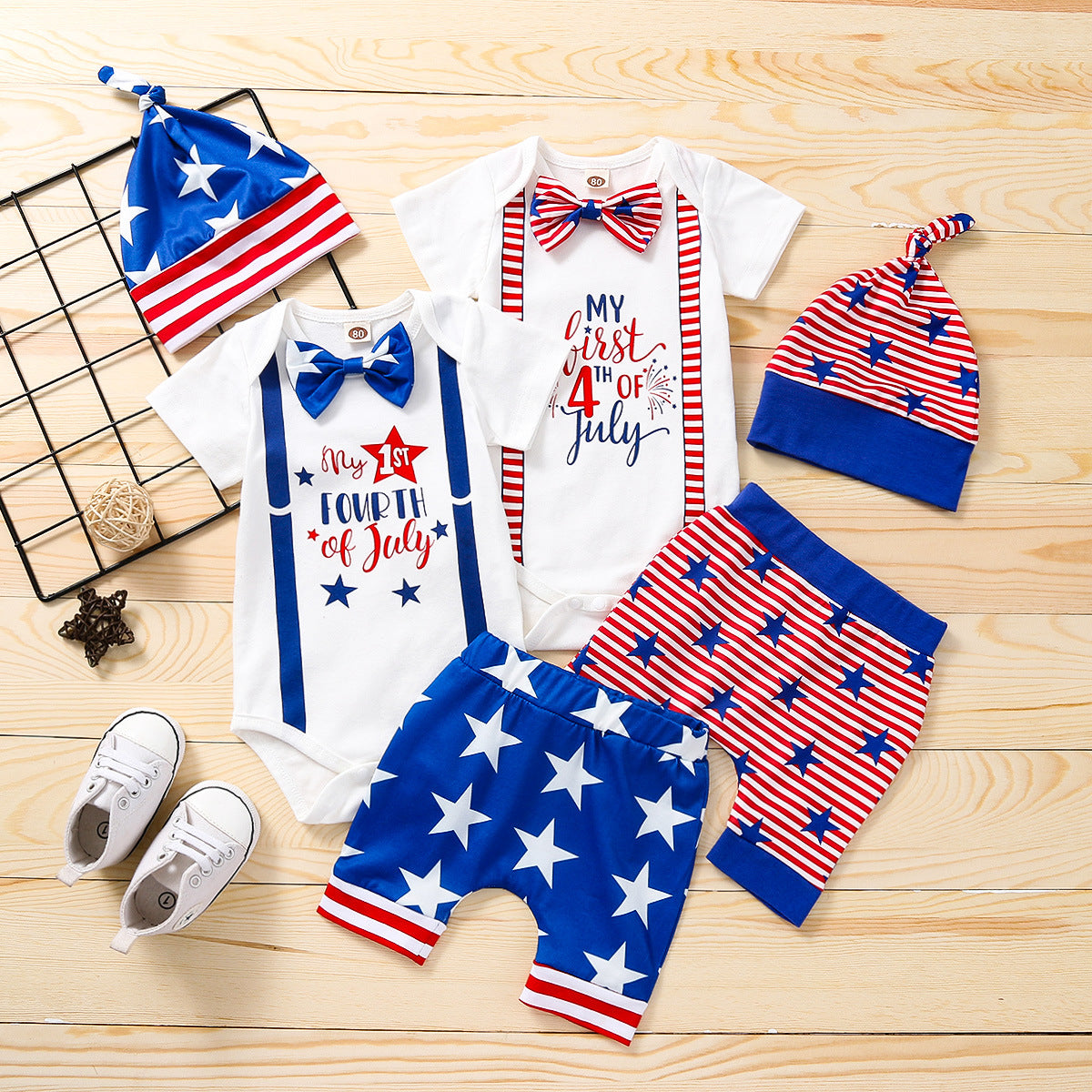 Wholesale Independence Day Cotton Baby Clothes Set of 3