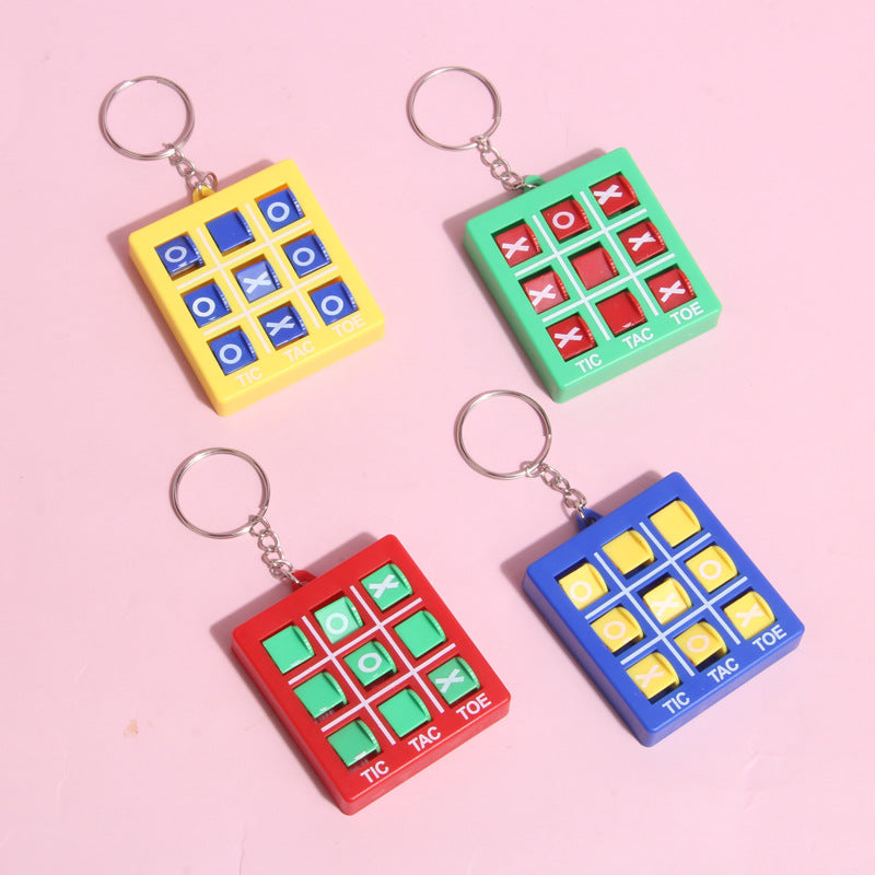 10 Pcs XO Tic-tac-toe Key Chain Children's Spin Cross-well Game