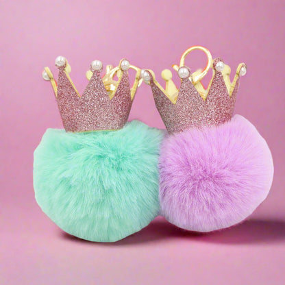 3D Crown Pom Pom Keychain