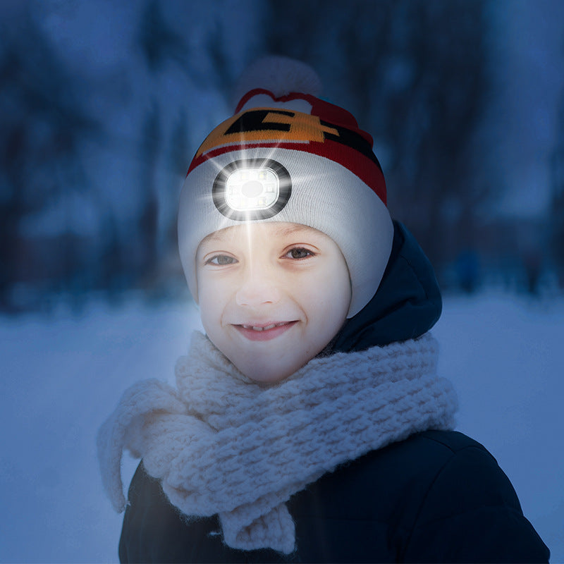 Wholesale Led Rechargeable Removable and Washable Children's Luminous Outdoor Warm Knitted Hat