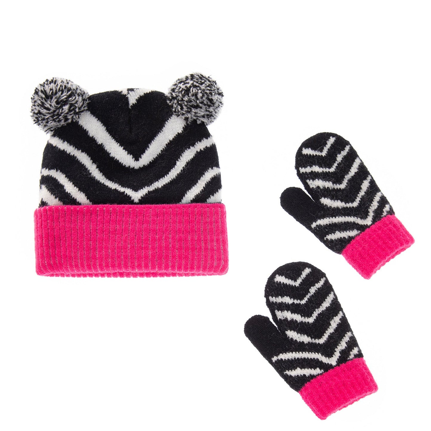 Wholesale Leopard Tiger Jacquard Woolen Children's Wool Hat Glove Set