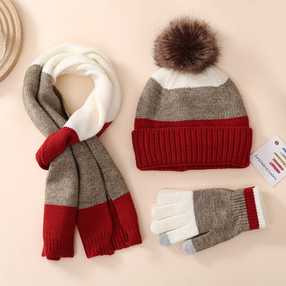 Wholesale Winter Children's Warm Plus Fleece Knitted Hat Gloves and Scarf Set