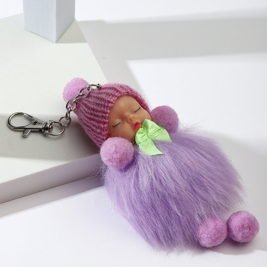 Zinc Alloy Cute Plush Doll Keychain