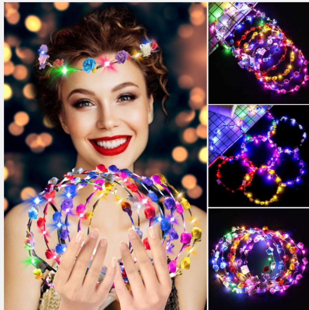 Wholesale of Wooden Luminous Flower Wreath Hairbands