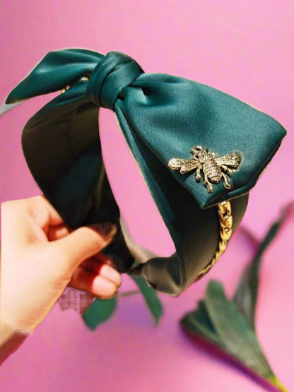 All That Ritz Bow and Chain Satin Headband