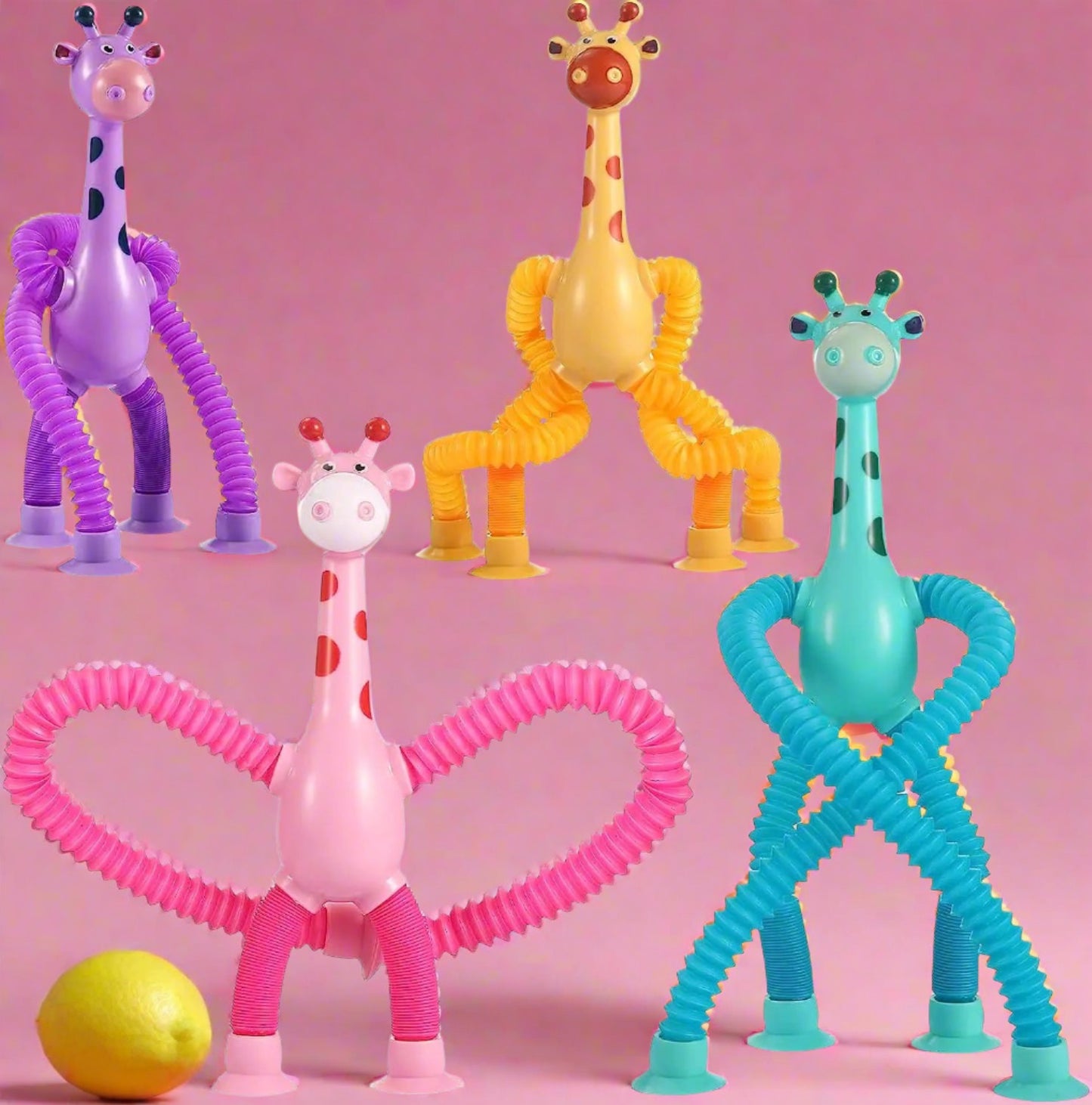 4-Piece Telescopic Suction Cup Giraffe Toy Set