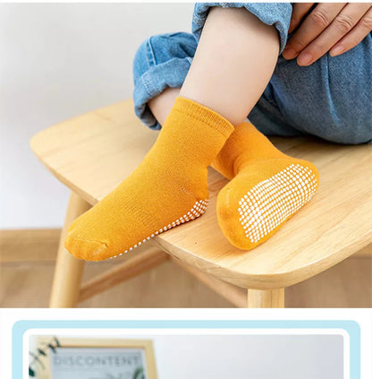 6 Pairs/Lot Kids Anti-slip Cotton Socks - Spring/Autumn