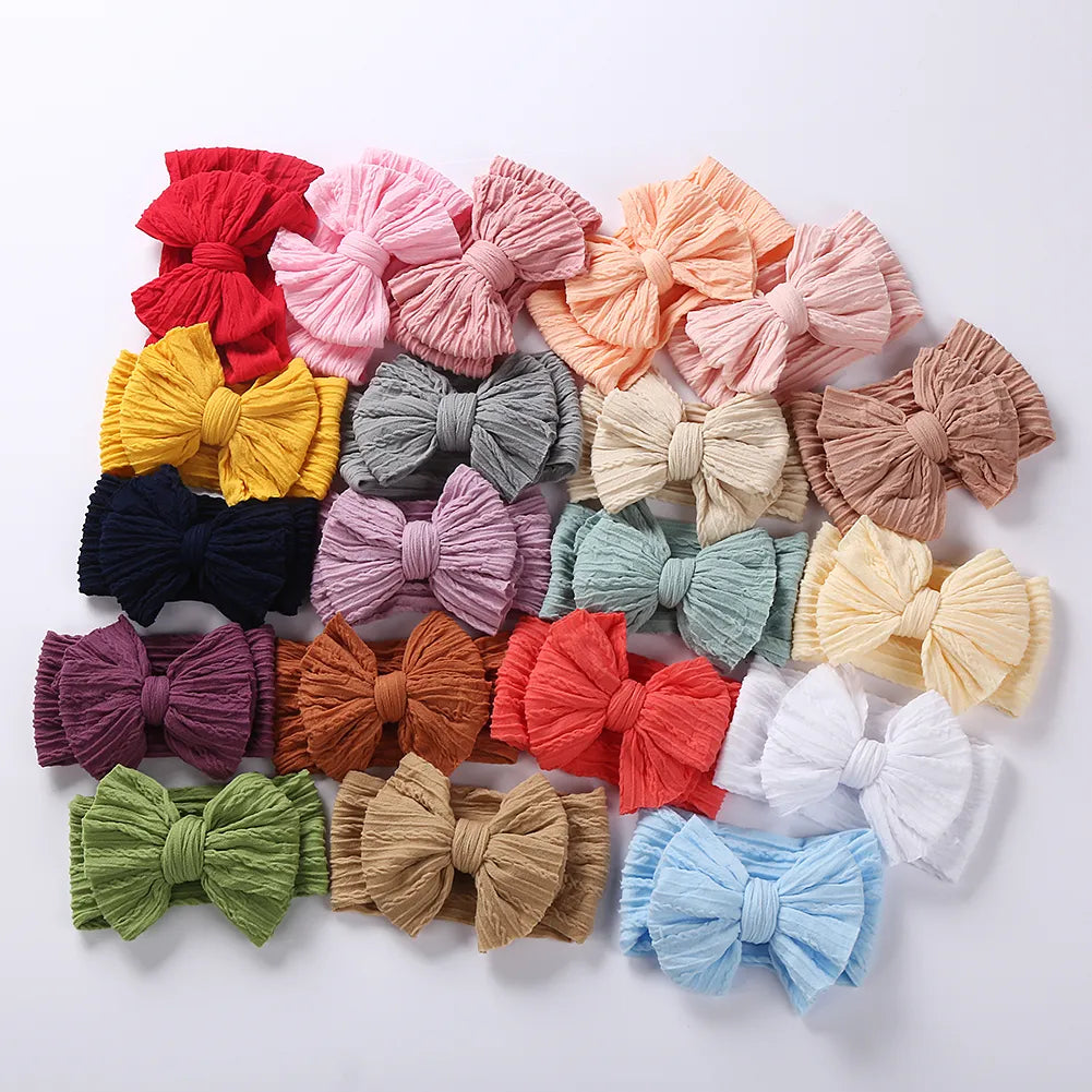 20Pcs Solid Cable Bow Baby Headbands