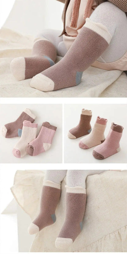 3 Pairs/Set Thick Warm Baby Socks in Autumn/Winter