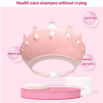 Adjustable Kids Shower Cap: Cartoon Crown Design