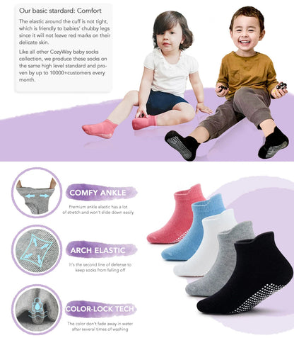 6 Pairs/Lot Kids Anti-slip Cotton Socks - Spring/Autumn