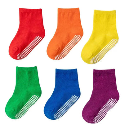 6 Pairs/Lot Kids Anti-slip Cotton Socks - Spring/Autumn