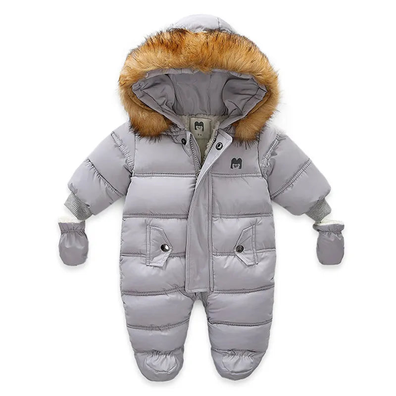 Winter Baby Jumpsuit: Warm Hooded Fleece Rompers