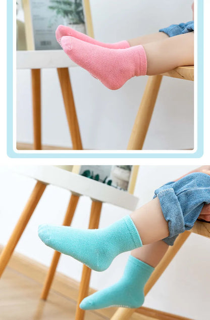 6 Pairs/Lot Kids Anti-slip Cotton Socks - Spring/Autumn