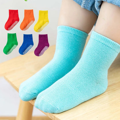 6 Pairs/Lot Kids Anti-slip Cotton Socks - Spring/Autumn