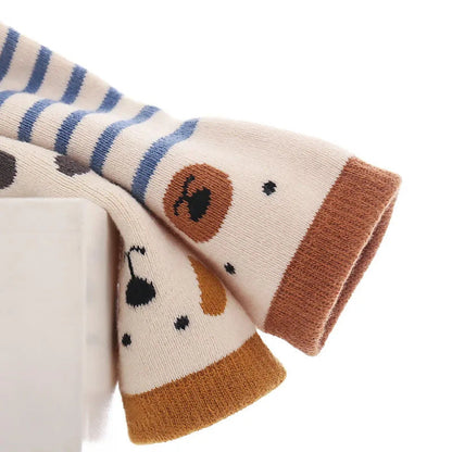 5 Pairs/Lot Anti-Slip Baby Socks with Cartoon Animal Print