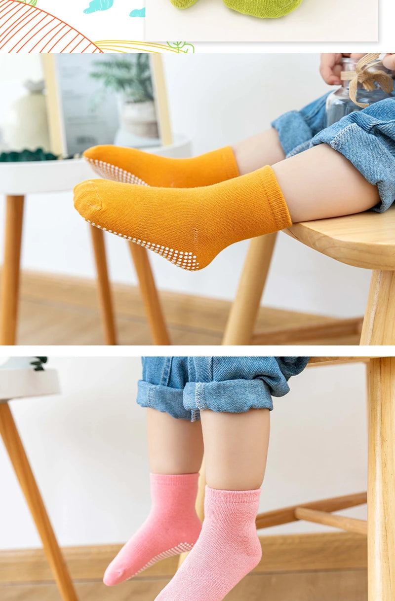 6 Pairs/Lot Kids Anti-slip Cotton Socks - Spring/Autumn