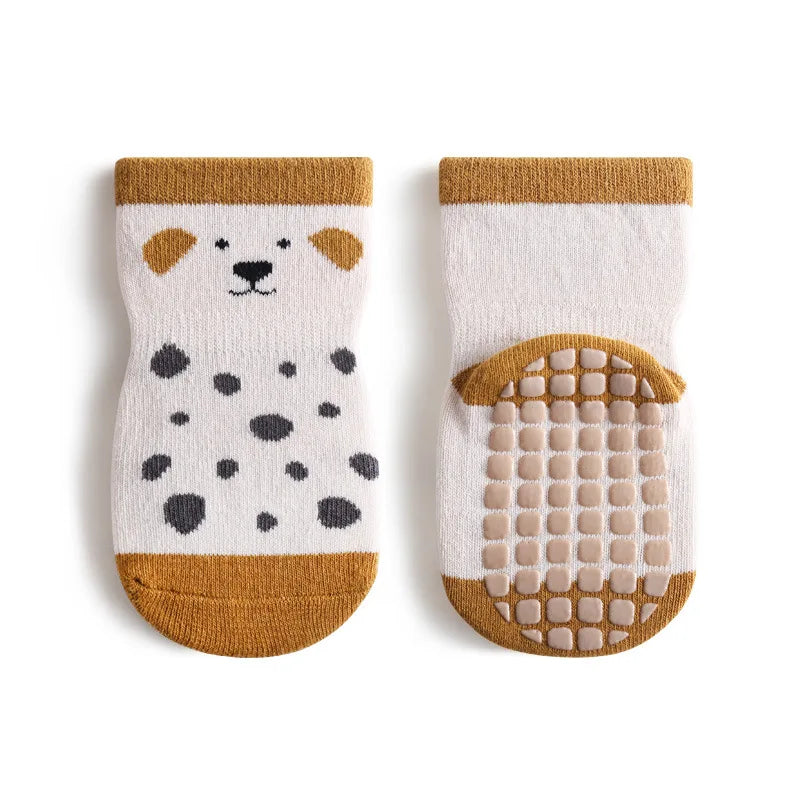 5 Pairs/Lot Anti-Slip Baby Socks with Cartoon Animal Print