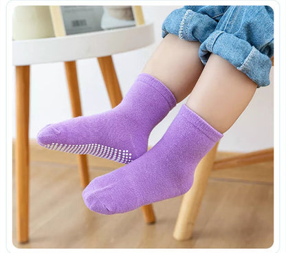 6 Pairs/Lot Kids Anti-slip Cotton Socks - Spring/Autumn