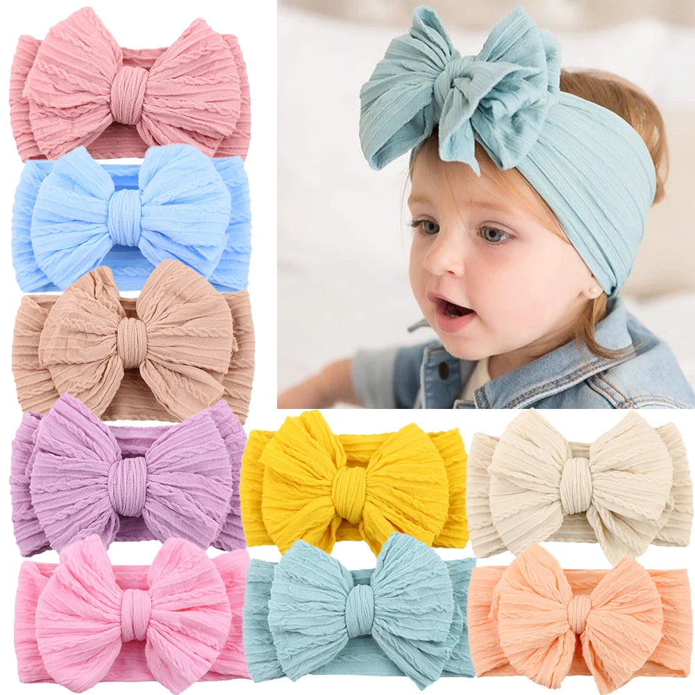 20Pcs Solid Cable Bow Baby Headbands