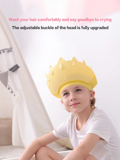 Adjustable Kids Shower Cap: Cartoon Crown Design