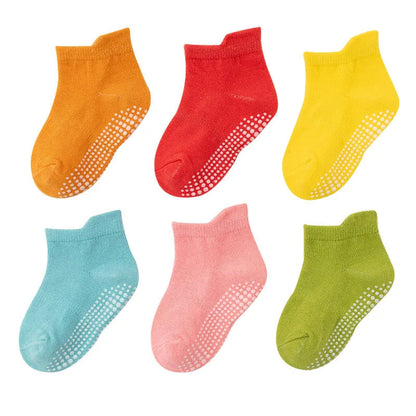 6 Pairs/Lot Kids Anti-slip Cotton Socks - Spring/Autumn