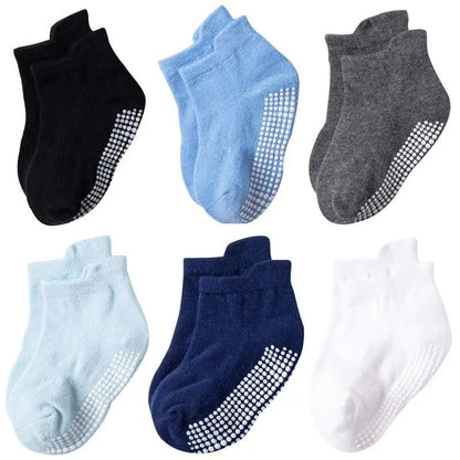 6 Pairs/Lot Kids Anti-slip Cotton Socks - Spring/Autumn