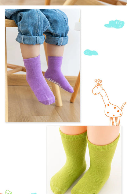 6 Pairs/Lot Kids Anti-slip Cotton Socks - Spring/Autumn