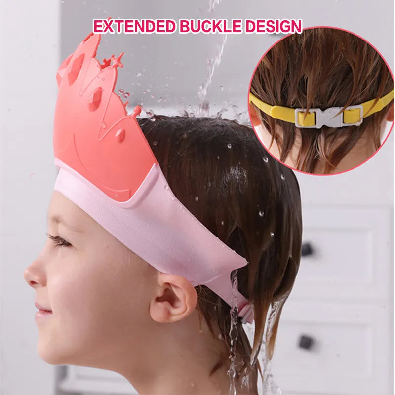 Adjustable Kids Shower Cap: Cartoon Crown Design