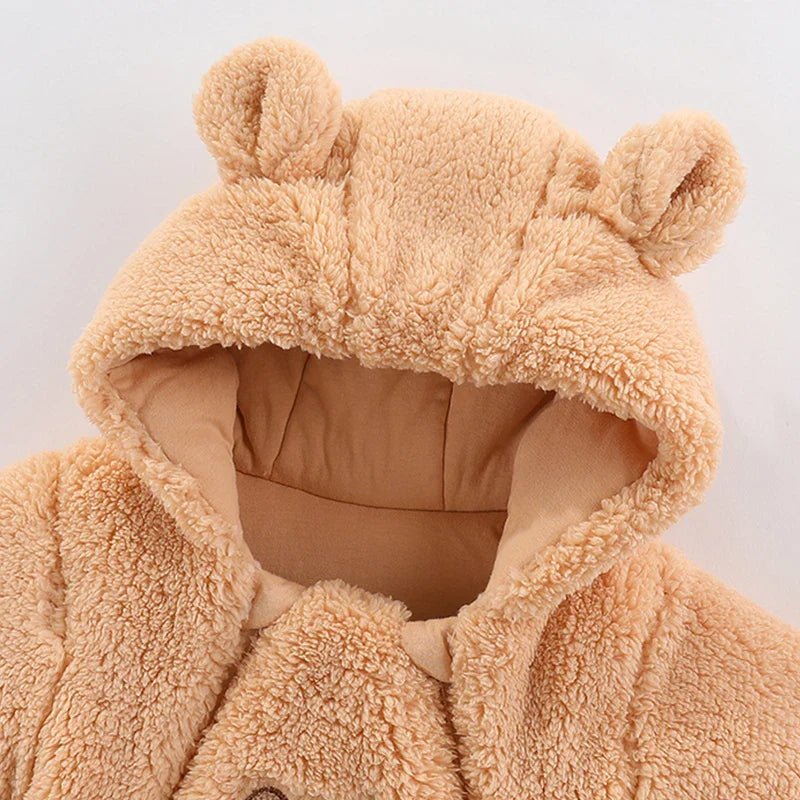 Winter Hooded Romper for Newborns - Cozy Cartoon Style