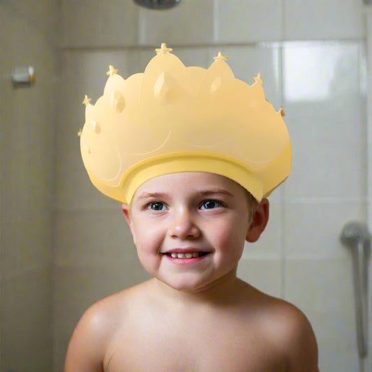 Adjustable Kids Shower Cap: Cartoon Crown Design