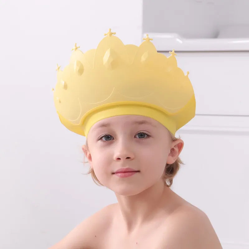 Adjustable Kids Shower Cap: Cartoon Crown Design