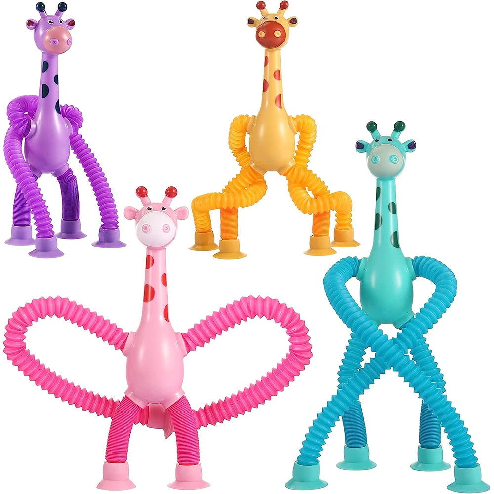 4-Piece Telescopic Suction Cup Giraffe Toy Set