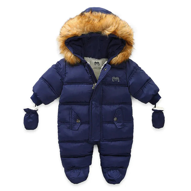 Winter Baby Jumpsuit: Warm Hooded Fleece Rompers