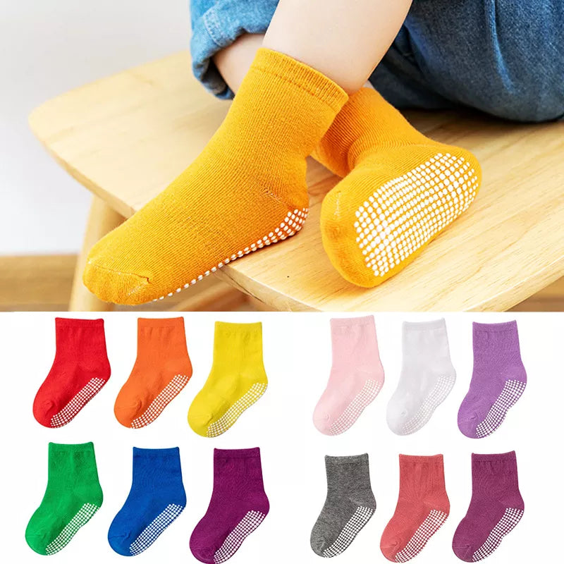 6 Pairs/Lot Kids Anti-slip Cotton Socks - Spring/Autumn