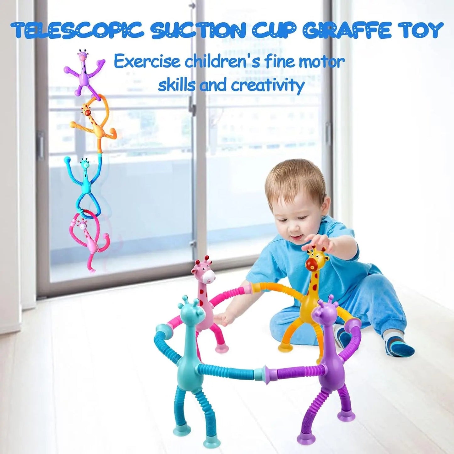 4-Piece Telescopic Suction Cup Giraffe Toy Set