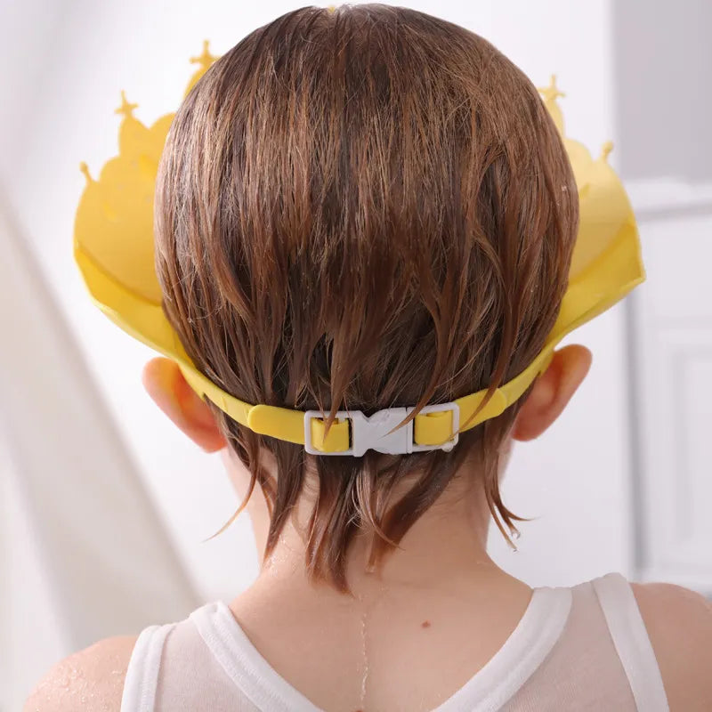 Adjustable Kids Shower Cap: Cartoon Crown Design