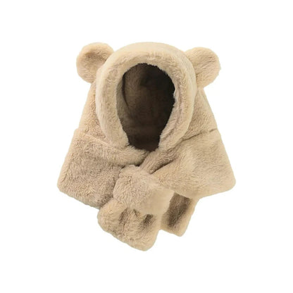 Winter Bear Hat Scarf: Faux Fur Kids' Beanies