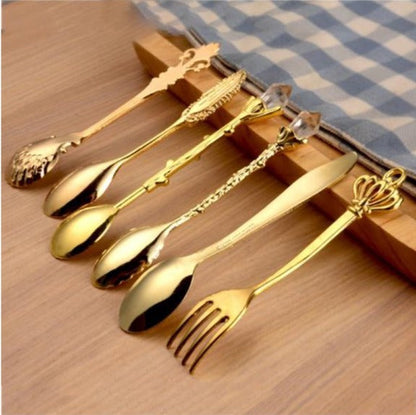 6pcs Mini Gold Cutlery Set