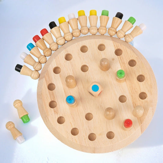 Wholesale of Children's Colored Memory Chess Wooden Puzzle Toys